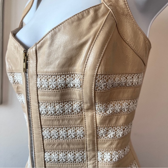 Vintage 90s SHAPE FX Women’s Whimsigoth Leather Bustier Corset Top Crochet Sz 10 - Picture 6 of 15